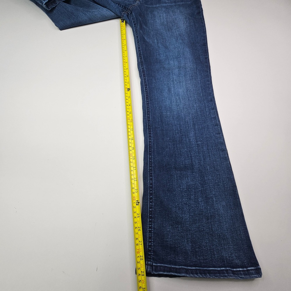 Democracy Jeans Women 12 Blue Ab Technology Bootcut Dark Wash Distressed - Picture 7 of 10